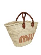 Miu Miu Logo Embroidered Basket Tote Miu Miu Logo Embroidered Basket Tote - Natural