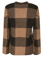 RED Valentino Large Check Pattern Knit Sweater RED Valentino Large Check Pattern Knit Sweater - Camel