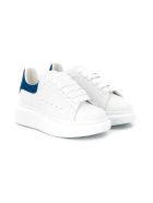 Alexander McQueen White Leather Oversize Sneakers With Blue Heel Tab Alexander McQueen White Leather Oversize Sneakers With Blue Heel Tab - White