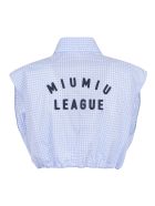 Miu Miu Back Logo Detail Tank Top Miu Miu Back Logo Detail Tank Top - Azure/White