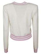 Balmain Logo Embroidered Stripe Detail Sweater Balmain Logo Embroidered Stripe Detail Sweater - White