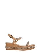Christian Louboutin Pyraclou 60 Wedges In Beige Leather Christian Louboutin Pyraclou 60 Wedges In Beige Leather - beige