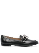 Casadei Leather Loafers With Chain Buckle Casadei Leather Loafers With Chain Buckle - Black