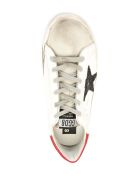Woman White Super-star Sneakers With Red Spoiler And Black Glitter Star Golden Goose Woman White Super-star Sneakers With Red Spoiler And Black Glitter Star