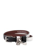 Alexander McQueen Leather Bracelet With Medallion And Skull Alexander McQueen Leather Bracelet With Medallion And Skull - WHITE