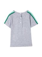 Fendi Grey T-shirt With Multicolor Logo And Details Fendi Grey T-shirt With Multicolor Logo And Details - Grigio/verde