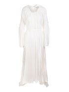 Woman White Long Dress In Twill Jil Sander Woman White Long Dress In Twill - Blanc