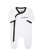 Karl Lagerfeld Kids White Set For Baby Boy With Black Logo Karl Lagerfeld Kids White Set For Baby Boy With Black Logo - White