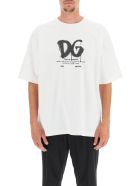 Spray Logo Oversize T-shirt Dolce & Gabbana Spray Logo Oversize T-shirt - Dg fdo bco nat