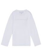 Emporio Armani Long-sleeved White Cotton T-shirt With Logo Print Emporio Armani Long-sleeved White Cotton T-shirt With Logo Print - White