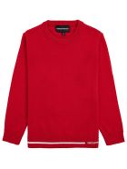 Emporio Armani Red Sweater In Wool Blend Emporio Armani Red Sweater In Wool Blend - Red