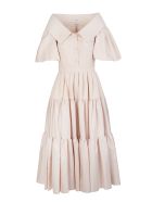 Pale Pink Poplin Midi Dress With Open Collar Alexander McQueen Pale Pink Poplin Midi Dress With Open Collar - Tea rose