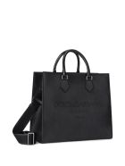 Dolce & Gabbana Edge Leather Handbag With Logo Dolce & Gabbana Edge Leather Handbag With Logo - Black