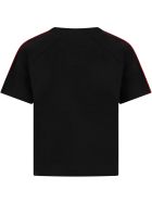 Fendi Black T-shirt For Girl With Logo Fendi Black T-shirt For Girl With Logo - Black