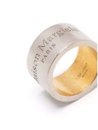 Maison Margiela Silver Brass Logo-engraved Ring Maison Margiela Silver Brass Logo-engraved Ring - White