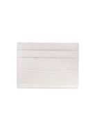 Man Crocodile Embossed White Leather Card Holder With Contrast Logo Balenciaga Man Crocodile Embossed White Leather Card Holder With Contrast Logo - White/black