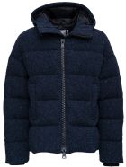 doppiaa Quilted Down Jacket In Blue Herringbone Wool doppiaa Quilted Down Jacket In Blue Herringbone Wool - Blu