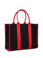 Balenciaga Leather And Canvas Tote Handbag With Logo Balenciaga Leather And Canvas Tote Handbag With Logo - Black