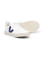 Veja White Leather Sneakers With Blue Logo Veja White Leather Sneakers With Blue Logo - White