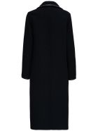 Valentino Black Wool Coat With Leather Details Valentino Black Wool Coat With Leather Details - Black