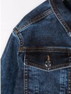 Kids Dark Blue Denim Jacket With Embossed Logo Balmain Kids Dark Blue Denim Jacket With Embossed Logo