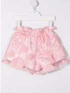Kids Shorts In Pink Tulle With Embroidered Polka Dots Simonetta Kids Shorts In Pink Tulle With Embroidered Polka Dots