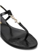Saint Laurent Clessandra Sandals In Black Crocodile Printed Leather Saint Laurent Clessandra Sandals In Black Crocodile Printed Leather - Black