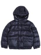 Emporio Armani Blue Nylon Down Jacket With Pockets Emporio Armani Blue Nylon Down Jacket With Pockets - Blu