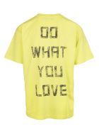Man Lime-colored Artu' T-shirt With Black Writing Behind Golden Goose Man Lime-colored Artu' T-shirt With Black Writing Behind