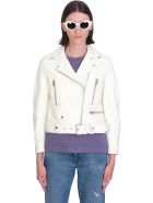 Acne Studios Mock Biker Jacket In Green Leather Acne Studios Mock Biker Jacket In Green Leather - green