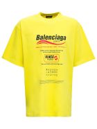 Balenciaga Yellow Cotton T-shirt With Boxy Print Balenciaga Yellow Cotton T-shirt With Boxy Print - Yellow