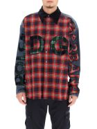 Dolce & Gabbana Oversized Denim And Flannel Shirt With Logo Dolce & Gabbana Oversized Denim And Flannel Shirt With Logo - Rosso