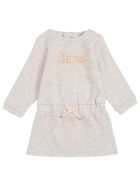Chloé Grey Cotton Dress With Logo Chloé Grey Cotton Dress With Logo - Beige