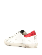 Woman White Super-star Sneakers With Red Spoiler And Black Glitter Star Golden Goose Woman White Super-star Sneakers With Red Spoiler And Black Glitter Star