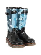 Gallucci Black High Boot With White Clouds For Girl Gallucci Black High Boot With White Clouds For Girl - Black