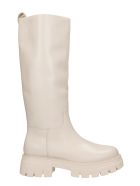 Ash Lucky Low Heels Boots In Beige Leather Ash Lucky Low Heels Boots In Beige Leather - beige