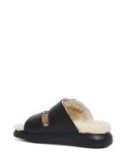 Leather And Shearling Black Sandals Alexander McQueen Leather And Shearling Black Sandals - Nero