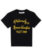 Philosophy di Lorenzo Serafini Kids Black Cotton T-shirt With Logo Philosophy di Lorenzo Serafini Kids Black Cotton T-shirt With Logo - Black