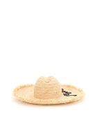 Miu Miu Straw Hat With Logo Miu Miu Straw Hat With Logo - NATURALE NERO (Beige)
