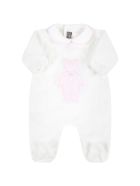 Little Bear White Babygrow For Baby Girl With Bear Little Bear White Babygrow For Baby Girl With Bear - White