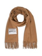 Moncler Camel Colored Wool Scarf With Logo Moncler Camel Colored Wool Scarf With Logo - Brown