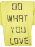 Man Lime-colored Artu' T-shirt With Black Writing Behind Golden Goose Man Lime-colored Artu' T-shirt With Black Writing Behind