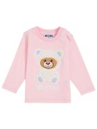 Moschino Long-sleeved Pink Cotton T-shirt With Teddy Bear Print Moschino Long-sleeved Pink Cotton T-shirt With Teddy Bear Print - Pink