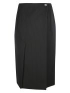 Prada Pleated Detail Midi Skirt Prada Pleated Detail Midi Skirt - Black
