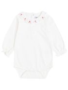 Tartine et Chocolat White Cotton Romper With Embroidered Collar Tartine et Chocolat White Cotton Romper With Embroidered Collar - White