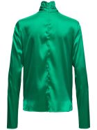 Tessa Turtleneck In Green Silk Blend Tessa Turtleneck In Green Silk Blend - Green
