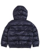 Emporio Armani Blue Nylon Down Jacket With Pockets Emporio Armani Blue Nylon Down Jacket With Pockets - Blu
