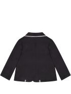 Armani Collezioni Blue Jacket For Baby Boy With Iconic Eagle Armani Collezioni Blue Jacket For Baby Boy With Iconic Eagle - Blue