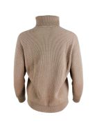 Brunello Cucinelli English Rib Cashmere Turtleneck Sweater With Monili On The Back Brunello Cucinelli English Rib Cashmere Turtleneck Sweater With Monili On The Back - Tobacco
