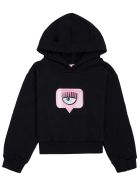 Chiara Ferragni Black Jersey Hoodie With Logo Print Chiara Ferragni Black Jersey Hoodie With Logo Print - Black